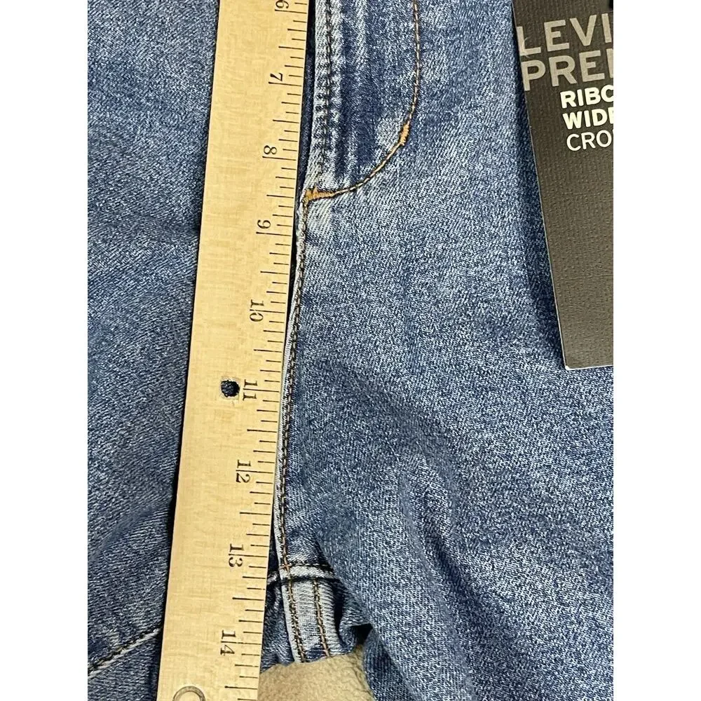 Levis Jeans Womens 32 Blue Premium‎ Ribcage Wide Leg Crop Denim Adult NWT